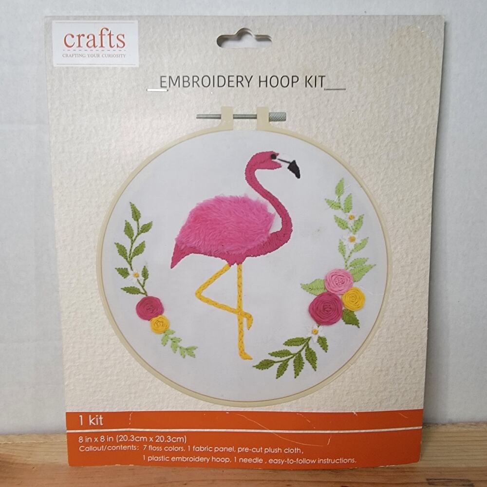 Embroidery Hoop Kit Pink Flamingo - NEW / SEALED